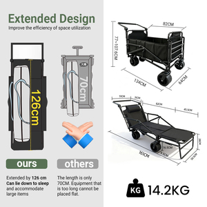 Chariot pliant 3-en-1 avec chaise longue inclinable, capacité <span class=keywords><strong>de</strong></span> 300 kg, chariot utilitaire extérieur robuste avec roues tout-terrain - Product Image 6