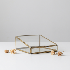 Manufacturers Modern Luxury Brass Frame Glass Trinket Jewelry Storage <b>Box</b> with Taper Lid - Product Image 1