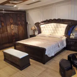 Saudi heißer Verkauf Haus und Hotel Palace Royal Style Schlafzimmer Set für Queen oder King Size Bett Braun Farbe