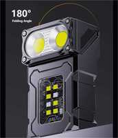 Luz portátil con clip para gorra con rotación de 180° °   Linterna LED COB Recargable por USB con Rotación, para Camping, Emergencias, Advertencia RGB