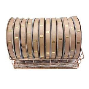 Luxe 3D-geëmbossed merk grosgrain lintrol met gouden folie logo, 13 kleuren, 100% polyester, milieuvriendelijk, voor cadeauverpakkingen en taartdecoratie - Product Image 1