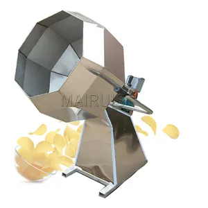 Misturador industrial de tempero para salgadinhos fritos, máquina de revestimento octogonal para salgadinhos e batatas fritas