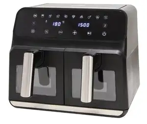 Amazon Hot Selling 2023 Kitchen Gadgets Double Pot Electric Plastic Environmental Friendly Square PTFE Digital Control Air Fryer