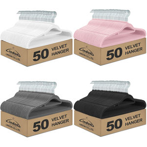 Cintres en velours noir MK, lot de 50, antidérapants, gain de place, floqués, très demandés - Product Image 2