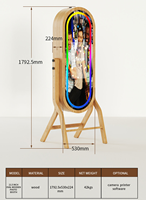 Photomaton en bois de bonne qualité coque 21.5 pouces photomaton miroir en bois pour le démarrage des affaires cabine d'événement avec Flight Case