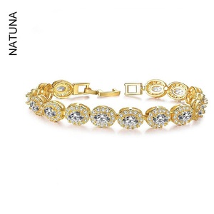 Natuna gran oferta 2024 <span class=keywords><strong>Amazon</strong></span> moda personalizada diamante boda joyería circón <span class=keywords><strong>tenis</strong></span> 18K chapado en oro pulsera para <span class=keywords><strong>mujer</strong></span> - Product Image 1