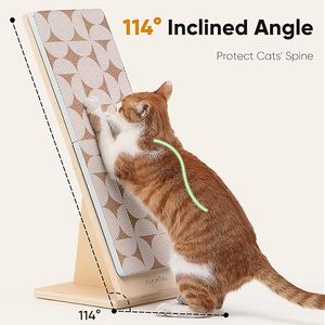 FUKUMARU Rampa <span class=keywords><strong>para</strong></span> <span class=keywords><strong>Gatos</strong></span>, Rascador de Madera de 23.66 Pulgadas con Almohadillas de Cartón Reemplazables, Protector de Muebles Vertical - Product Image 4