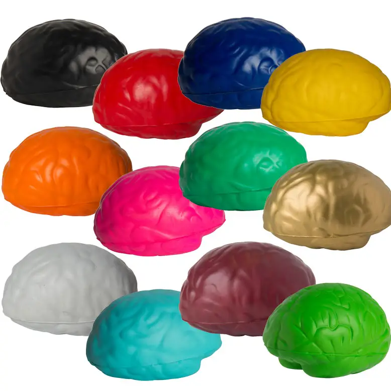 Colorful Brain Shaped Stress Reliever with Logo Brain Shape Stress Ball Halloween Brain Toy Hand Muscle Exercise Pressure Ball