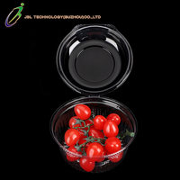 Boîte d'emballage pour fruits en plastique PET, qualité alimentaire, transparente, ronde, avec couvercle à charnière, pour salades
