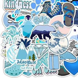 50 autocollants imperméables pour enfants, autocollants DIY pour ordinateur portable, <span class=keywords><strong>casque</strong></span> de vélo, voiture, dessins animés, été, VSCO, bleu, <span class=keywords><strong>Kawaii</strong></span>, fille - Product Image 5