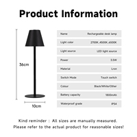 Chambre Lampe De Chevet Rétro Lecture Lampe De Table Rechargeable Sans Fil Batterie Apprentissage Tactile Bureau Éclairage Led Lampe De Table