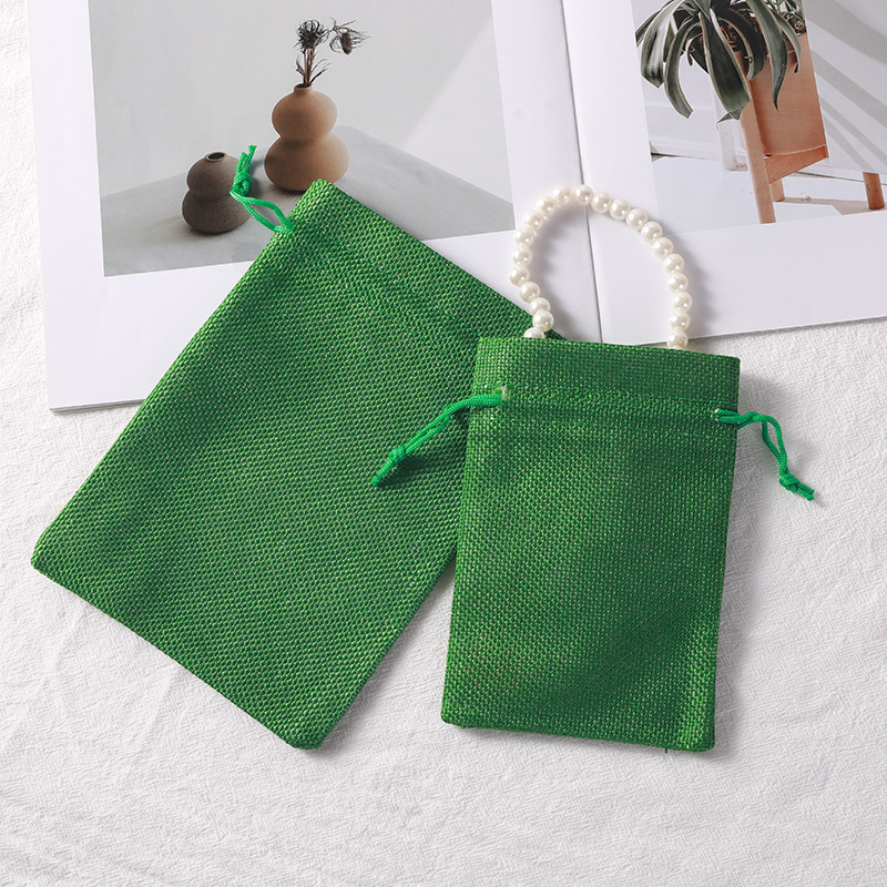 Grass green-burlap bag-10x14cm