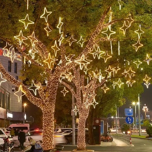 Guirlande lumineuse à motif d'étoiles scintillantes étanche pour l'extérieur, éclairage décoratif de rue pour décoration d'arbres - Product Image 1