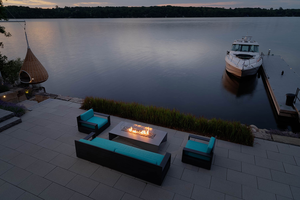 Table de foyer extérieur chauffante en acier Corten, foyer au gaz - Product Image 3