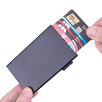 Dompet Logam ramping Rfid desain berbeda kustom tempat kartu pria dompet kartu kredit bisnis untuk pria dompet Pop up penyimpan kartu