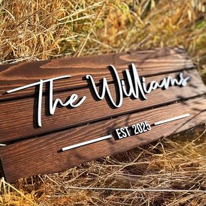 Targa <span class=keywords><strong>in</strong></span> <span class=keywords><strong>Legno</strong></span> Personalizzata e su Misura, <span class=keywords><strong>Legno</strong></span> Rustico Massiccio, Regalo di Nozze per Coppie, Casa, Ufficio, Cognome Familiare - Product Image 3