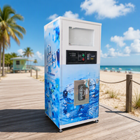 Distributeur automatique de glaçons en cubes 24h/24 pour extérieur, avec fonction d'ensachage commercial, paiement par carte de crédit et pièces, et gestion cloud