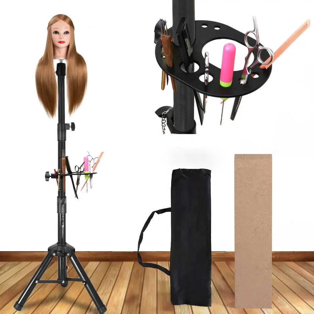 Tripod Kepala Latihan Tata Rias Salon, Profesional Tahan Lama Tripod Kepala Wig Dapat Disesuaikan Penyangga Manekin