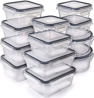 Lot de 12 boîtes de conservation hermétiques avec couvercle à clip, empilables, transparentes, sans BPA, compatibles micro-ondes, pour préparation de repas