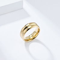 Bague en acier inoxydable à rainure en V pour hommes et femmes, double couche, bord étagé, bague simple, bijoux minimalistes polis