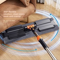Serpillère plate à clipser en microfibre, serpillère électrostatique pour le nettoyage des sols en carrelage et en bois dur, lavable et réutilisable