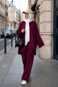 Nouvelle Tunique Ample Unie Confortable et Respirante en Crêpe Tissé pour Femmes Musulmanes du Moyen-Orient, Style Décontracté et Tendance - Product Image 4