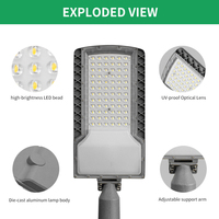 Lampadaire LED à haute luminosité 3000K-6500K, éclairage extérieur IP65 étanche, éclairage routier, 50W-200W, lampadaire LED à haute efficacité