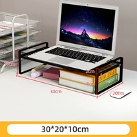 Organisateur de bureau d'ordinateur en métal à 2 niveaux avec support de moniteur et porte-stylo Tiroir Accessoires de stockage pour espace de travail