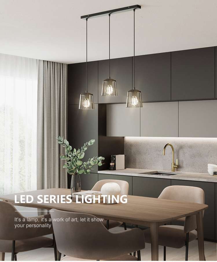 Glass Lamp Decoration Office Living Room Kitchen Modern Hanging E27 Pendant Light