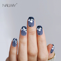 Nouveau design de haute qualité 24 pièces faux ongles ABS carrés courts ongles artificiels personnalisés bleu profond pour les filles utilisation des doigts facile à appliquer