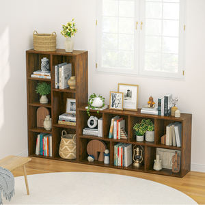 현대 미니멀리스트 소박한 다크 브라운 책장 MDF 패널 홈 오피스 체육관 주방 욕실 아파트 보관을위한 DIY 실내 책장 - Product Image 4