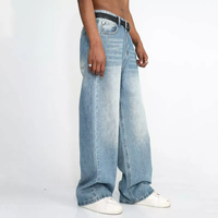Vente en gros usine – Jeans droits et larges pour hommes, coupe ample, effet vieilli, lavage vintage, style Hip Hop – Fabricant, service OEM