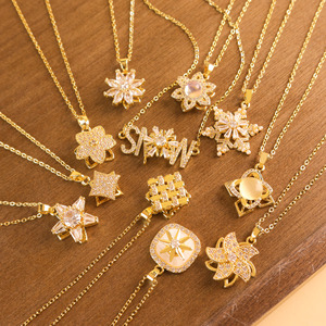 Collana in acciaio al titanio da donna Design europeo americano di nicchia fiori rotanti Cross-Border tutto abbinato alla moda Figaro zircone - Product Image 3