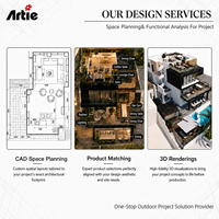 Moderno pequeño lujo al aire libre de aluminio muebles de cocina Artie colección de muebles para el hogar-al aire libre mesa auxiliar de café para uso en el jardín