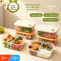Boîte à lunch en silicone standard haute transparence, compatible micro-ondes, boîte bento, récipient pour repas diététiques, boîte de rangement alimentaire