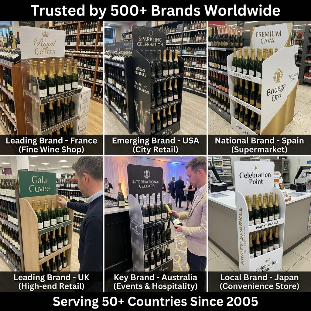 Portable Wine Display Stand for Events Wedding Champagne Wall Luxury Liquor Tasting Station with Header Replaceable Design OEM — view 6