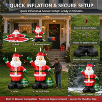 Santa Claus Tiup Natal 180cm dengan Lampu LED dan Tas Hadiah untuk Rumah, Halaman, Taman, dan Pesta Keluarga