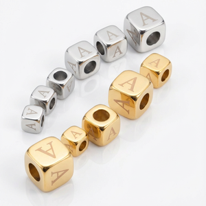 Alphabet Cube Beads OEM Metal Letter <b>Charms</b> for Dog Collars <b>Bag</b> Decoration Bracelet Making and Fashion Craft Supplies - Product Image 1