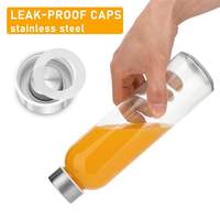 Bouteille d'eau en verre lavable au lave-vaisselle avec couvercle à vis, bouteille à boire réutilisable en borosilicate pour la maison, bouteille en verre créative de 500 ml