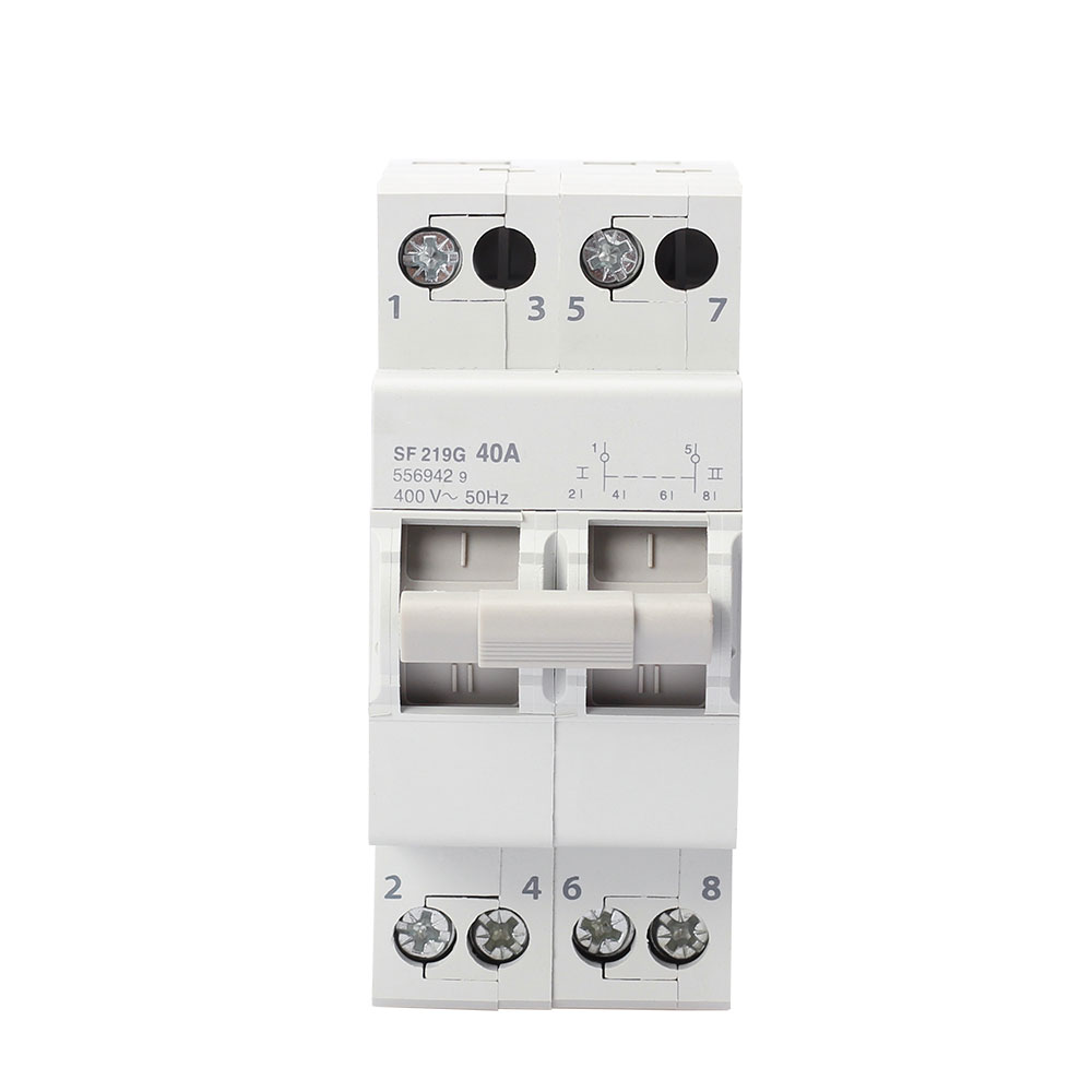 SF219G SF219F SF263 Umschalter 2 P 25A 40A 63A 2-polig 2-polig in der Mitte aus Din Rail Typ Modularer manueller Umschalter