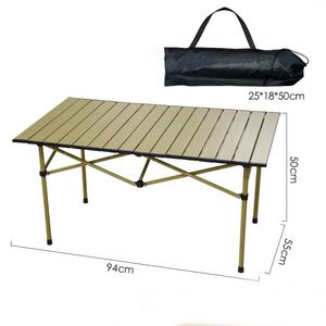 Conjunto de Mesa Plegable para Exteriores y 4 Sillas, Muebles Portátiles de Aleación de Aluminio para Picnic y Camping con Asientos de Tela Beige y Estructura Dorada - Product Image 6