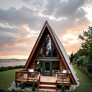 Diskon besar rumah bingkai baja prefabrikasi Eropa konstruksi cepat perkotaan dengan kamar tidur resor tahan air menggunakan rumah Segitiga - Product Image 1