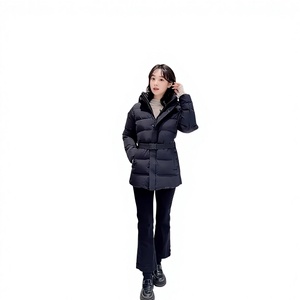 25 Doudoune coréenne <span class=keywords><strong>KOLON</strong></span> pour femme, style identique, mi-longue, cintrée, en molleton imprimé teint en pièce, à capuche et ceinturée - Product Image 1