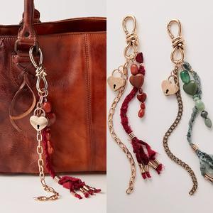 แฟชั่นพู่ห้อยยาวกระเป๋ารูปหัวใจพวงกุญแจลูกปัดเชือกโซ่แนววินเทจสำหรับลูกสาวของฉัน - Product Image 1