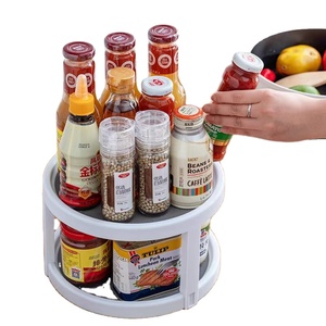 10 pulgadas cocina plástico antideslizante Lazy Susan tocadiscos condimento gabinete organizador 2 niveles 360 grados giratorio estante de especias - Product Image 1