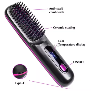 נייד חשמלי מיני שיער מחליק מסרק USB נטענת אלחוטי שלילי יון חם מסרק שיער מסרק לנשים - Product Image 3