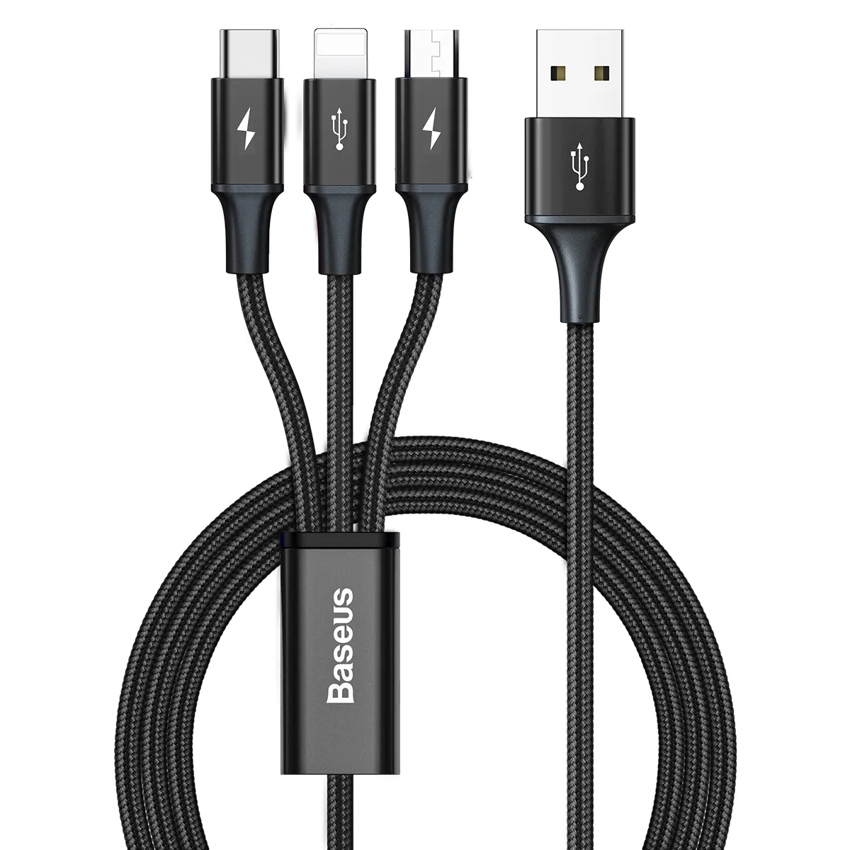 Улучшенные серии кабель для быстрой зарядки USB для Canon M + L + C 3.5A 1,5 м 3 в 1 кабель для передачи данных для Baseus