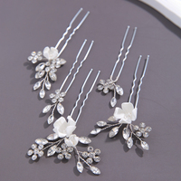 Parure de pinces à cheveux romantiques pour mariée, style bohème, faites à la main, accessoires dorés avec fleurs en argile polymère, perles et cristaux