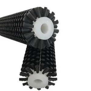 Cepillo de rodillo de nailon de acero inoxidable Industrial personalizado con eje de acero Cepillo rodante pequeño de PP para limpieza