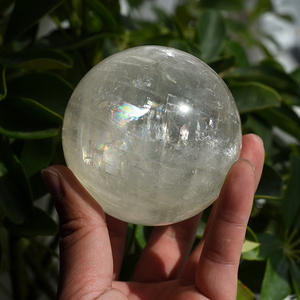 Sfera di <span class=keywords><strong>Calcite</strong></span> Arancione Naturale, Bellissima Sfera di Spar Islandese Lucidata, Cristallo Arcobaleno, Pietre Curative per Decorazione - Product Image 1